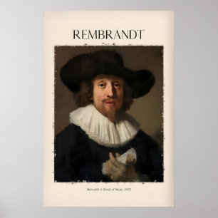 Poster Rembrandt Homme avec Partition633 Portrait Art