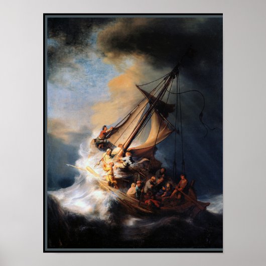 Poster Rembrandt - La tempête de la mer de Galilée (Devant)