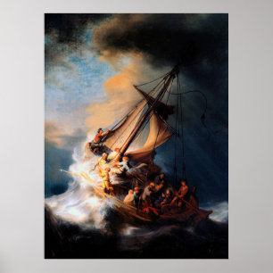 Poster Rembrandt - La tempête de la mer de Galilée