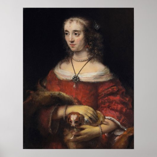 Poster Rembrandt - Lady Avec Lapdog (Devant)