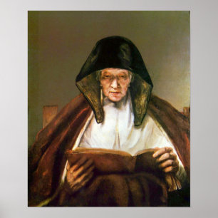 Poster Rembrandt - lecture de dame âgée