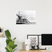 Poster Rembrandt Mill Etching (Bureau à domicile)