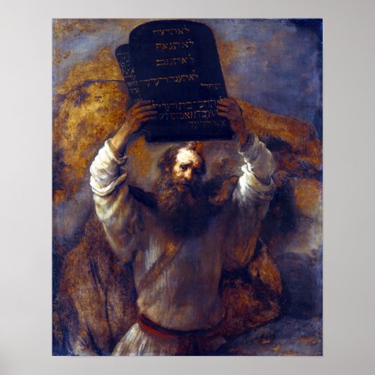 Poster Rembrandt Moses with the Ten Commandments (Devant)