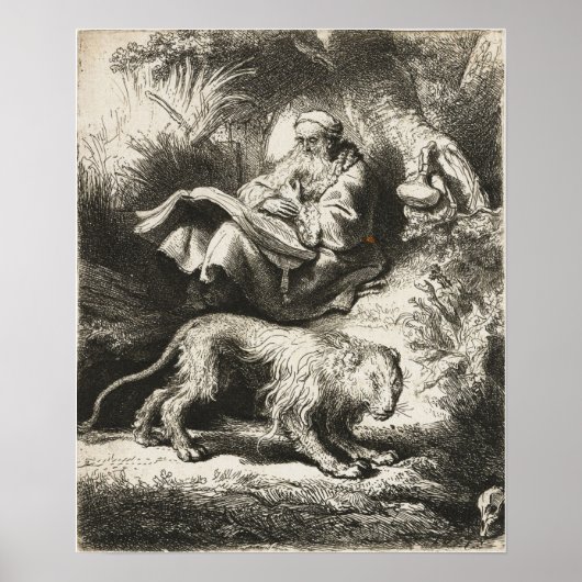 Poster Rembrandt - Saint Jérôme lisant 1634 (Devant)