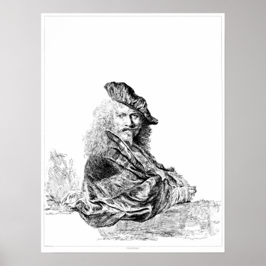 Poster Rembrandt Self Portrait Etching (Devant)