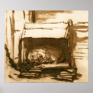 Poster Rembrandt - Sleeping Watchdog