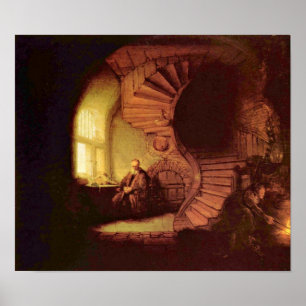 Poster Rembrandt van Rijn - Philosophe en méditation
