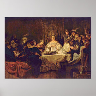 Poster Rembrandt van Rijn - Samson à la table mariage