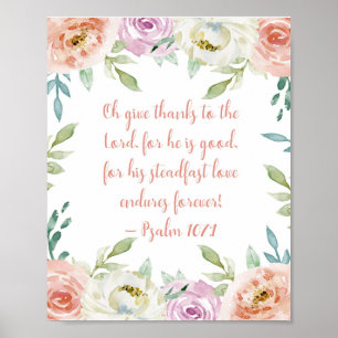 Poster Remercie la Bible Verse Girl Watercolor Floral