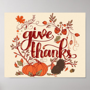 Poster Remercie la récolte d'automne, Turquie Thanksgivin