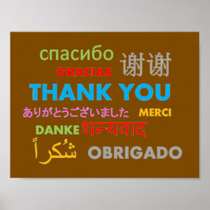 Poster Remerciement multilingue coloré