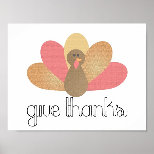 Poster remercier grâces grâces turkey design (Devant)