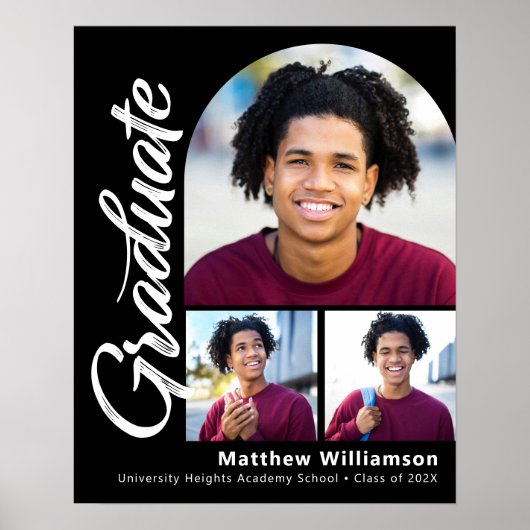 Poster Remise de diplôme noir 3 Photo Bold Arch Écriture (Devant)