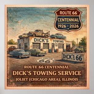 Poster Remorquage Route 66 Joliet Illinois