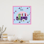 Poster Remorque rétro Shabbychic, camping-car, caravane (Cuisine)