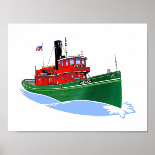 Poster remorqueur des Grands Lacs Amérique tôt