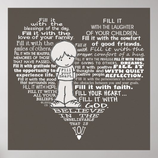 Poster Remplissez vos lettres du coeur blanc/Brown foncé (Devant)