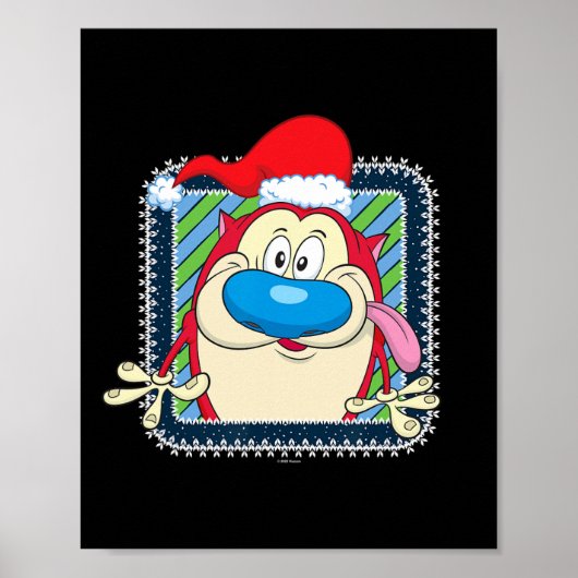 Poster Ren Et Stimpy Festive Noël Santa Hat Stimpy (Devant)