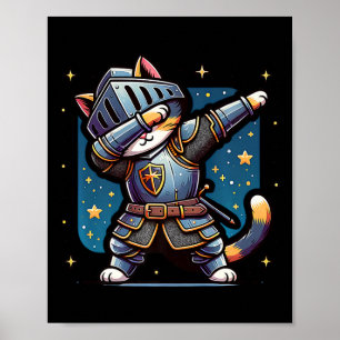 Poster Ren Faire Chevalier médiéval Dabbing Chat Kitten D