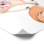 Poster Ren mignon portant un bandeau de fleurs. (Coin)