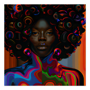 Poster Rena Queen Auburn Brown cheveux Black Melanin Afro