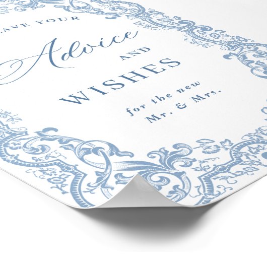 Poster Renaissance Ornate Dusty Blue Conseils & Waches (Coin)