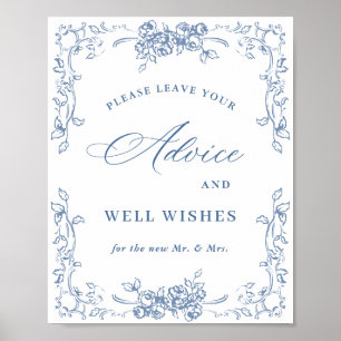 Poster Renaissance Ornate Dusty Blue Conseils & Waches