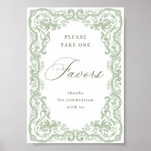 Poster Renaissance Ornate Sage Green Faveurs Mariage