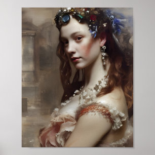 Poster Renaissance Princesse AI générée art imaginaire