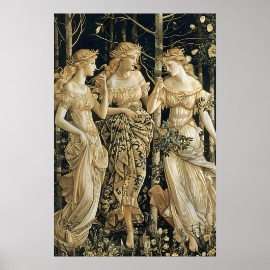 Poster Renaissance Three Graces Art Print Mythical Forest (Devant)