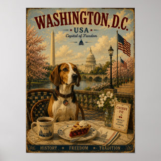 Poster Renard américain à Washington Art de voyage vintag