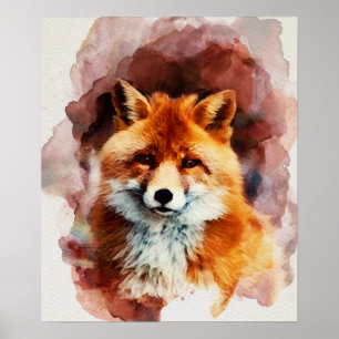 Poster renard aquarelle