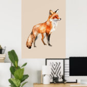 Poster renard aquarelle sur beige (Bureau à domicile)