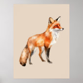 Poster renard aquarelle sur beige (Devant)