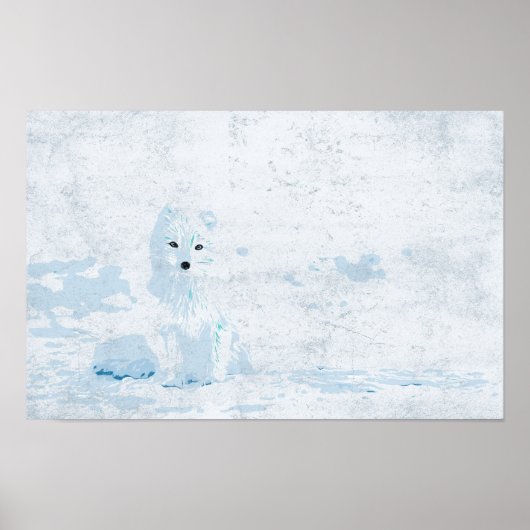 Poster Renard arctique sur la glace blanche illustration (Devant)