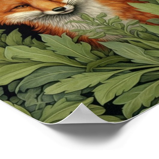 Poster Renard Art nouveau dans la forêt (Coin)