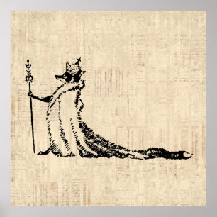 Poster Renard avec Couronne Illustration d'antiquité Art