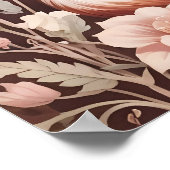 Poster Renard Avec Flore Rose Rêvé (Coin)