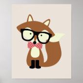 Poster Renard Brun Hipster Nœud Papillon (Devant)