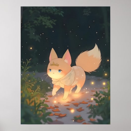 Poster Renard céleste d'Anime dans une forêt de Starlit (Devant)