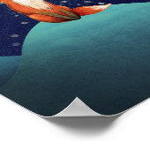 Poster Renard charmant assis sous une Pleine lune (Coin)