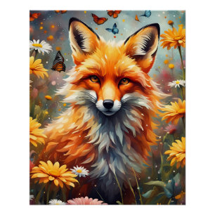 Poster Renard dans la prairie