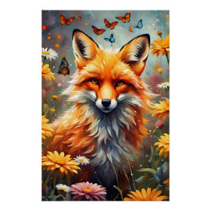 Poster Renard dans la prairie