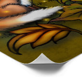 Poster Renard dans le Citrouille Patch Cute Art d'automne (Coin)