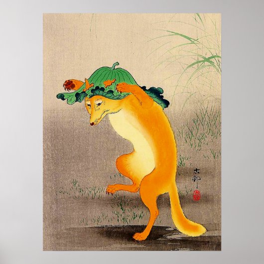 Poster Renard dansant Ohara Koson 1910 (Devant)