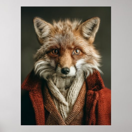 Poster Renard Dapper dans un style cosy (Devant)