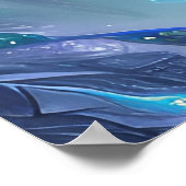 Poster Renard d'argent bleu et blanc moderne (Coin)