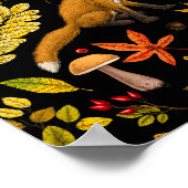 Poster Renard d'automne sur noir (Coin)