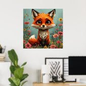 Poster Renard de dessin animé adorable (Bureau à domicile)
