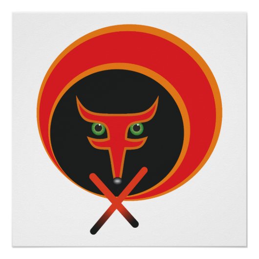Poster Renard de vie - Rouge. (Devant)